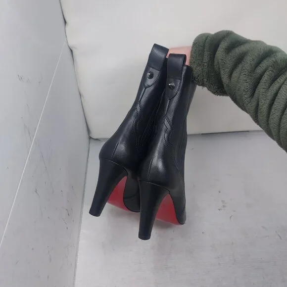 Christian Louboutin Santigag Black Leather Western Boot - Picture 9 of 11